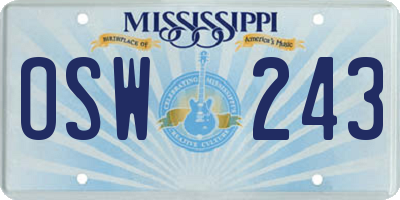 MS license plate OSW243