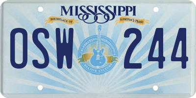 MS license plate OSW244