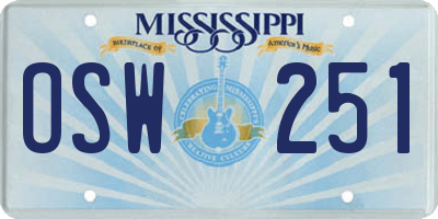 MS license plate OSW251