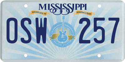 MS license plate OSW257
