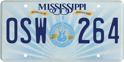 MS license plate OSW264