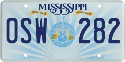 MS license plate OSW282