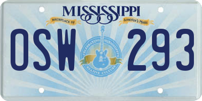 MS license plate OSW293