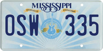MS license plate OSW335