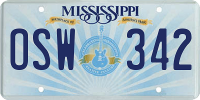 MS license plate OSW342