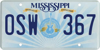 MS license plate OSW367