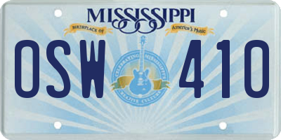 MS license plate OSW410