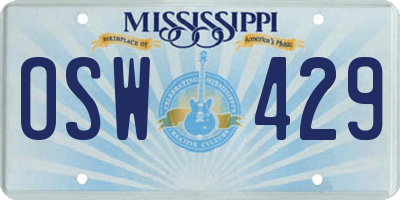 MS license plate OSW429