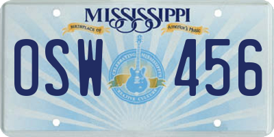 MS license plate OSW456