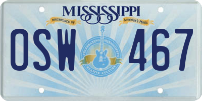MS license plate OSW467
