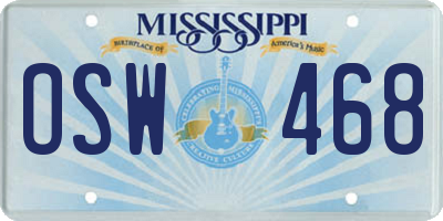 MS license plate OSW468