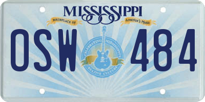 MS license plate OSW484