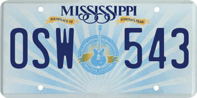 MS license plate OSW543