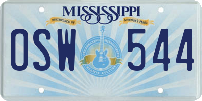 MS license plate OSW544