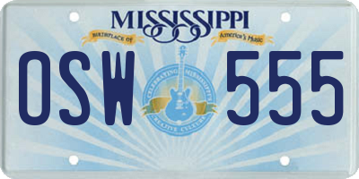 MS license plate OSW555