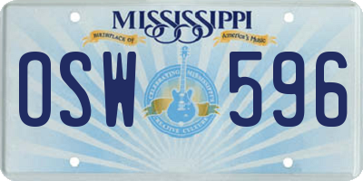MS license plate OSW596