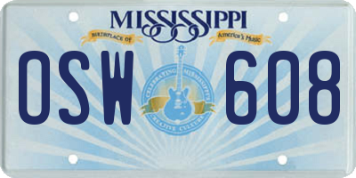 MS license plate OSW608