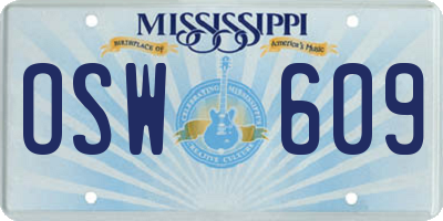 MS license plate OSW609