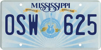 MS license plate OSW625