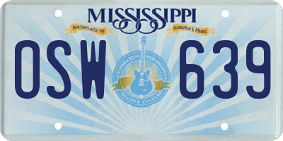 MS license plate OSW639