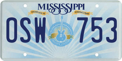 MS license plate OSW753