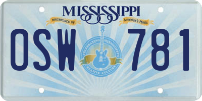 MS license plate OSW781