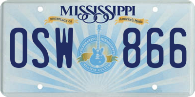 MS license plate OSW866