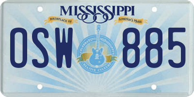 MS license plate OSW885