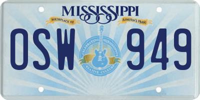MS license plate OSW949