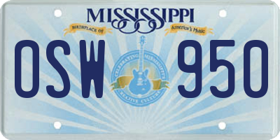 MS license plate OSW950
