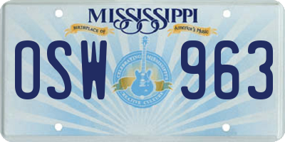 MS license plate OSW963