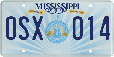 MS license plate OSX014