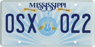 MS license plate OSX022