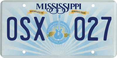 MS license plate OSX027