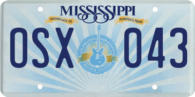 MS license plate OSX043