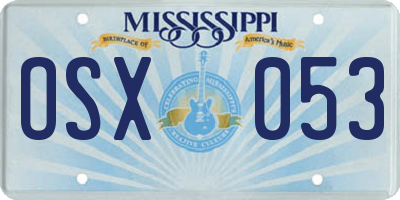 MS license plate OSX053