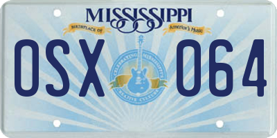 MS license plate OSX064