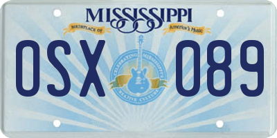 MS license plate OSX089
