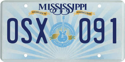 MS license plate OSX091