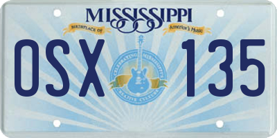 MS license plate OSX135