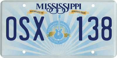 MS license plate OSX138