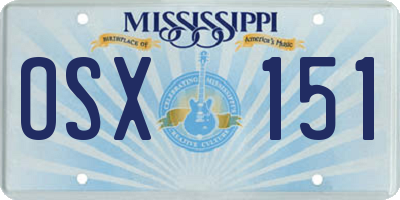 MS license plate OSX151