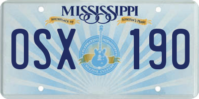 MS license plate OSX190