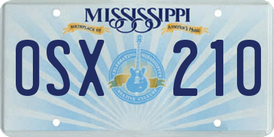 MS license plate OSX210