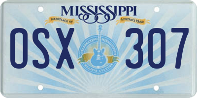 MS license plate OSX307