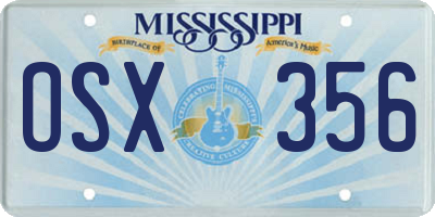 MS license plate OSX356
