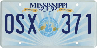 MS license plate OSX371