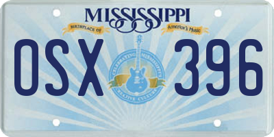 MS license plate OSX396