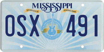 MS license plate OSX491