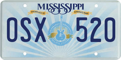 MS license plate OSX520